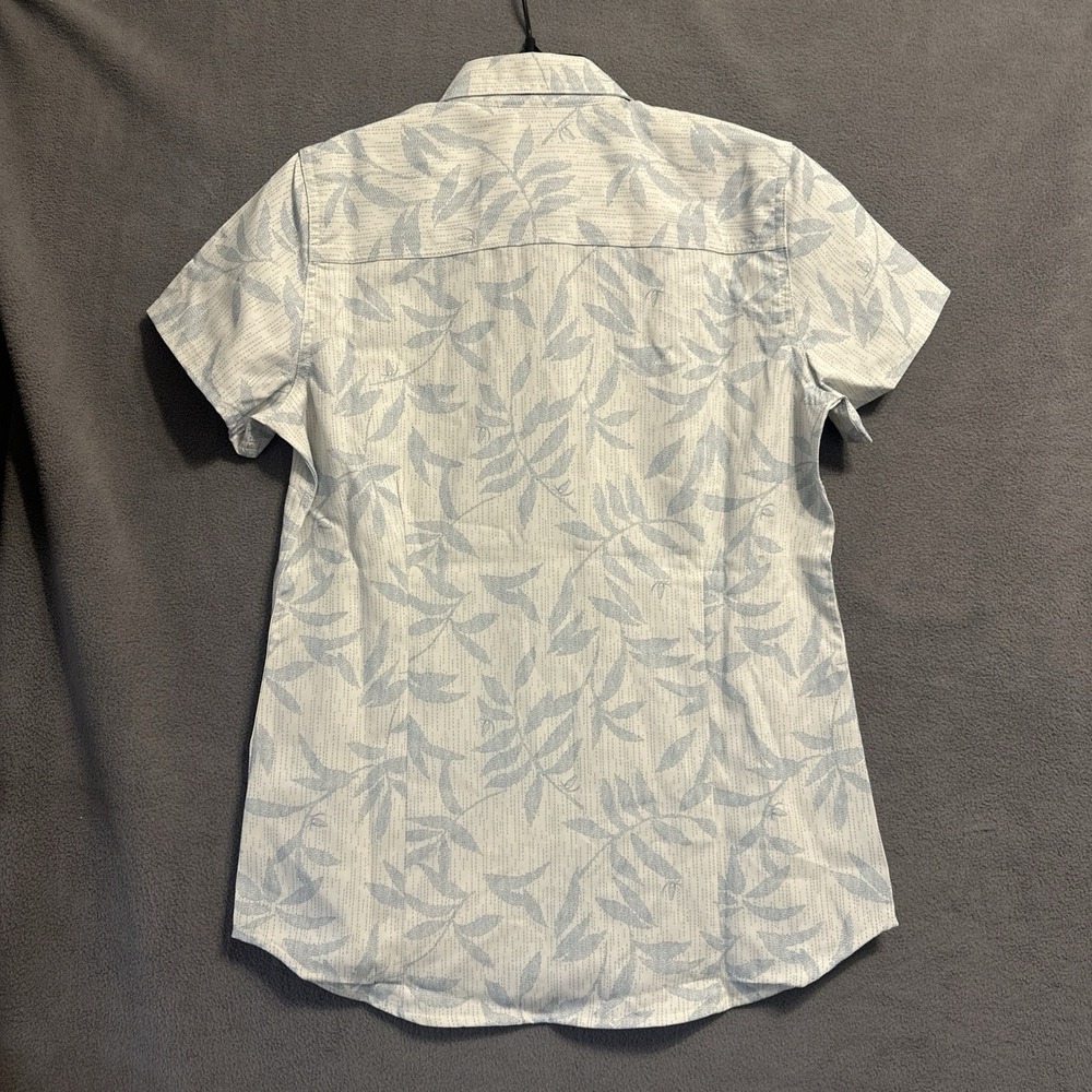 NWOT Orvis Tech Chambray Short Sleeve Work Shirt Women XS White UPF 40 Gardening - Picture 3 of 9